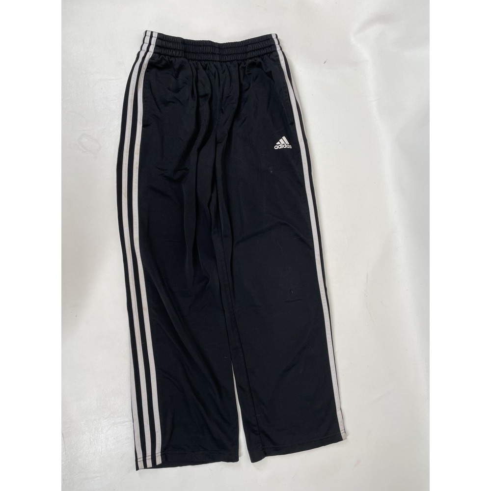 Adidas Three‎ Stripes Elastic Waist Sweatpants Boys Size L Black